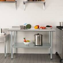 Stainless Steel Table Prep & Work Table 24 X 60 Inches Heavy Duty Commercial With Undershelf And Backsplash For Restaurant Kitchen Home And Hotel - Stainless Steel - View 2