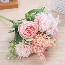 1pc/3pcs Artificial Flowers-Silk Hydrangea, Peony, Carnation Bouquet Real Touch Fake Peony Flower For Autumn Wedding Mother's Day Valentine's Day Vase For Home Dining Room Bedroom Decorations, Festival Birthday Party Accessories, Outdoor Garden Decorations Gifts Graduation