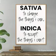 1pc Framed/Unframed Sativa & Indica Inspirational Quote Canvas Poster - Modern Home Decor Wall Art Canvas Poster, Motivational Theme Poster, Suitable For Living Room, Bedroom, Office Decoration - Optional Framed Text Decor, Framed Wall Art - Multicolor - View 5