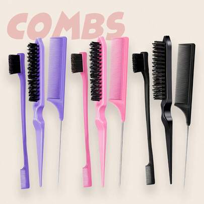 1/3/5/6 件套发型梳套装、梳理刷、尾梳和边刷（用于边刷和后刷）、鼠尾和边梳（用于女士发型设计）、返校、旅行度假必需品、女士发饰、刷子、发刷、边刷、刷头发、发梳、梳头发、顺发刷、球刷、迷你发刷、发刷套装、木梳、发刷、发刷、发梳、理发师、美发工具、美发产品、发饰、光滑后刷、护发、发梳、理发配件、梳头发、卷发刷、旅行、美发用品、顺发刷、球刷、迷你发刷、发饰、卷发产品、美发设备、圣诞节、理发配件、发饰、美发、木梳、旅行必需品、发型、美发