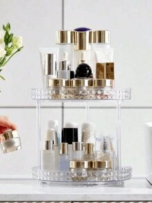 1/2/3层360°旋转收纳架 多功能旋转化妆品架 透明旋转架 化妆品收纳架 多层护肤品展示架 商品展示架 化妆台收纳架 - 彩色 - 查看 2