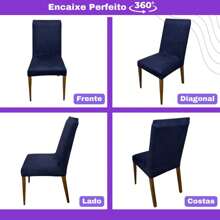 Kit 4 Capas de Cadeira de Jantar em Suede Resistente à Gatos