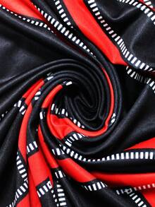 女士短袖V领收腰连衣裙，春夏款 - 紅色 - 查看 5