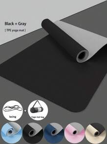 TPE Yoga Mat, Non-Slip, Fitness Exercise Mat With Carrying Strap, Suitable For Home, Pilates, And Floor Workouts - Multicolor - View 3