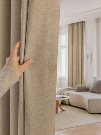 1 bucată perdea opaca din lenjerie americană, perdea îngroșată în stil japonez cu reducere a zgomotului, design cu ochiuri Instalare convenabilă, potrivită pentru sufragerie, sufragerie, umbrire și rezistență la vânt