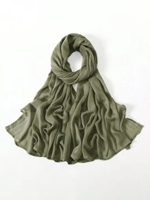 2pcs/1pc Wide-Brim Chiffon Scarf For Women, Fashionable Breathable Long Scarf, Muslim Hijab Headscarf, Suitable For Daily Comfortable And Versatile Wear