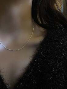 KIT 2 Laminated Women's Necklace + DELICATE LUXURY SHINE Necklace LONG MAXI CHAIN In 925 Silver Plated - 銀色 - 查看 7