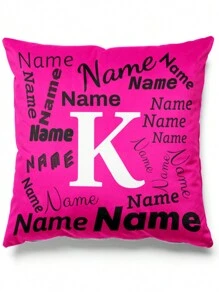 1pc Customized Multi-Text Color Throw Pillow, Personalized Single-Sided Printed Name Cushion Cover, Modern Style Home Decor, Customized Pillow Slip