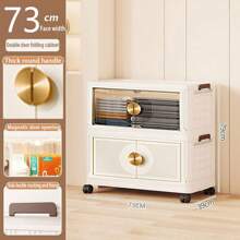5/4/3/2/1 Layer Foldable Multi-Layer Storage Box, Bedroom Clothes, Double-Door Storage Cabinet, Cream-Colored, For Living Room, Books, Snacks, Folding Cabinet - Color Mixing - View 21