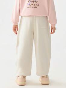 mini bala Pantalones tipo "plátano" de moda para niños, joggers de primavera con piernas curvas - caqui claro - Ver 3