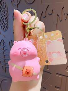1 pièce Porte-clés suspenseur de sac à dos avec dispositif de soufflage de bulles, porte-clés de couple en forme de cochon mignon, petit cadeau