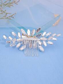 1pc Elegant Handmade Bridal Rhinestone Inverted Comb Hair Accessory For Women
