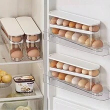 1pc 2-Layer Egg Storage Box, Transparent Plastic Egg Holder, Suitable For Refrigerator Food Storage And Preservation, For Easter Day, Egg Storage Trays