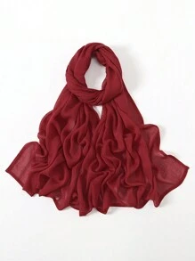 2pcs/1pc Wide-Brim Chiffon Scarf For Women, Fashionable Breathable Long Scarf, Muslim Hijab Headscarf, Suitable For Daily Comfortable And Versatile Wear