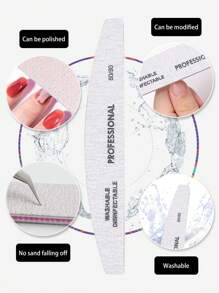 klimonla 25 peças/50 peças Lixa de Unha Profissional em Formato de Meia-Lua com Lixa de Unha de Grão 80/80, 100/180 - Cinza - Visão 6