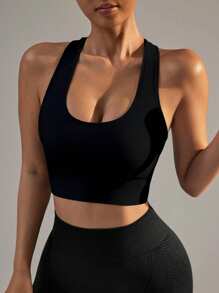 Yefecy Women's High Impact Seamless Padded Sports Bra, Suitable For Yoga, Fitness, Running And Workout - Black - View 5