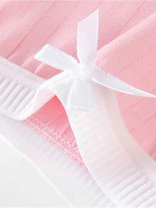 Set di 12 pezzi di mutandine minimaliste a maglia tinta unita con decorazione fiocco carino, in colori assortiti, per ragazze adolescenti