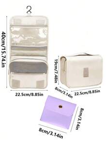 1 件多功能旅行洗漱包悬挂化妆包，储物袋，大容量，方便携带，男女适用防水化妆刷收纳沙滩包沙滩必需品沙滩巾收纳袋沙滩配件沙滩用品度假包夏季度假必备品旅行和商务旅行返校用品 - 彩色 - 查看 6