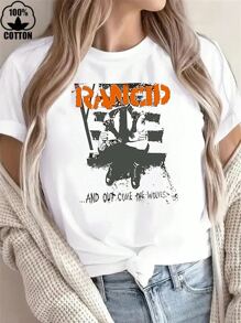 Happy Valentine'S Day Women's And Out Come The Wolves  T-Shirt, Women's 220g Round Neck Casual Heavy Pure Cotton T-Shirt (1 PC) - White - View 1