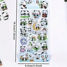6 Pezzi di adesivi carini a forma di panda, in PET impermeabili, decalcomanie autoadesive a cartoni animati, per scrapbooking, diari, accessori fai-da-te - colori misti, diario, adesivi, forniture scolastiche, ritorno a scuola - Multicolore - Visualizzare 3