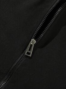 Men's Windproof Jacket, Zipper Closed Stand-Up Collar Jacket With Pockets, Suitable For Daily Leisure, Outdoor Activities