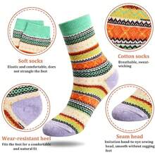 5/10 Pairs Women Thick Socks Wool Thermal Warm Knitting Nordic Ladies Socks Winter - B (5 pairs) - 查看 9