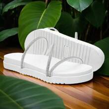Women's Black Papete Sandal With Three Rhinestone Straps - Comfort And Style Go Hand In Hand In This Sandal. RT FOOTWEAR - trắng - Xem 3