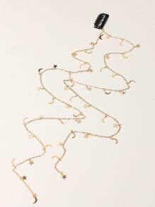 1件装女士发夹链，星月流苏编织发链发饰头饰，发饰，婚礼，新娘必备