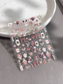 Pegatinas de arte de uñas con diseño de graffiti japonés, con diseños en relieve de mariposa y zorro rojo, con respaldo adhesivo, para salones de uñas y uso personal - Multicolor - Ver 11
