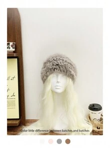 1pc Women's Angora Rabbit Fur Bucket Hat, Fashionable & Warm For Autumn And Winter