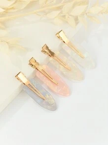 4个小巧便携防滑发夹，适合居家女孩和美发沙龙使用，无痕发夹，刘海夹，发饰，化妆发夹，鳄鱼夹，侧夹，发夹，化妆夹，直发夹，女孩滑板夹，边缘夹，鳄鱼夹，鳄鱼夹，女孩发夹，甜美刘海夹 - 咖啡 - 查看 1