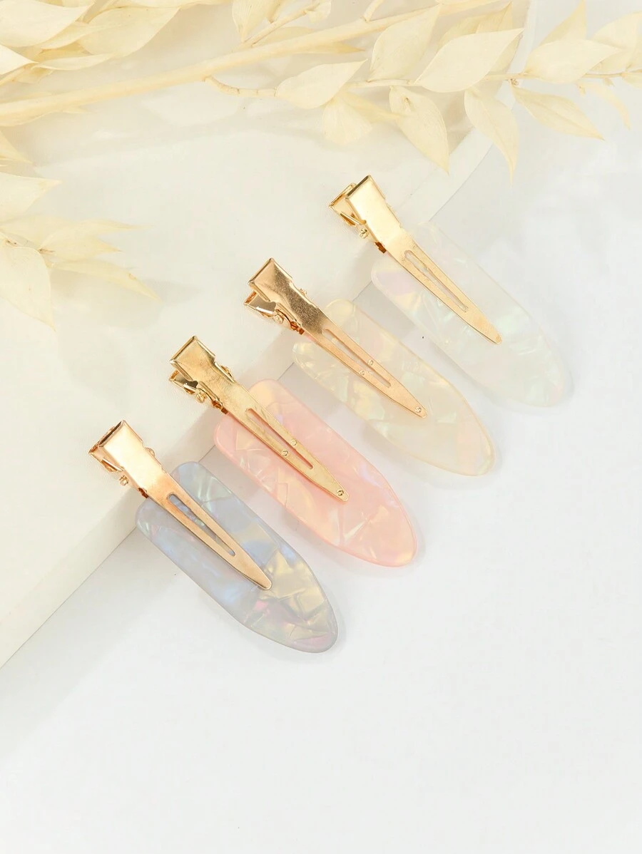 4个小巧便携防滑发夹，适合居家女孩和美发沙龙使用，无痕发夹，刘海夹，发饰，化妆发夹，鳄鱼夹，侧夹，发夹，化妆夹，直发夹，女孩滑板夹，边缘夹，鳄鱼夹，鳄鱼夹，女孩发夹，甜美刘海夹 - 咖啡 - 查看 1