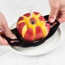Premium Product Stainless Steel Slicer And Corer - Durable, Manual Fruit Cutter With Uniform Blades, Ergonomic Handle, Kitchen Gadget Perfectly Slicing Apples, Fruit Slicer - Black - View 2