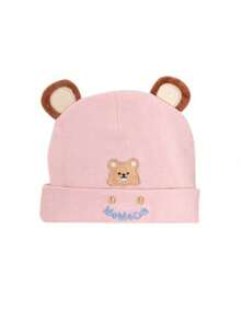 1顶婴儿帽，适合3-6-12个月大的男孩女孩，可爱的春秋季新生儿睡眠帽。 - 粉紅色-單帽 - 查看 4