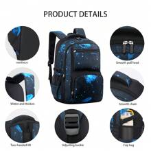 3pcs/Set Starry Sky Print Backpack With Lunch Box & Pencil Case, Large Capacity Multi-Pocket Student Backpack, Casual Lightweight Travel Backpack, 18-Inch Laptop Bag, Unisex, Suitable For Daily, Travel, School, Back To School Gift
