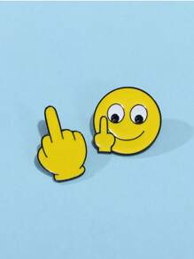 1 件可爱手指笑脸别针，有趣的黄色表情符号金属胸针带手指手势别针，适用于衣服包饰学校 Kpop 背包教师用品包饰办公室配件衬衫夹克珠宝圣诞节万圣节秋冬配饰，适合青少年、青年、男士、休闲、户外、运动、度假、毕业礼物、生日、日常穿着衣服别针教师礼物服装配饰