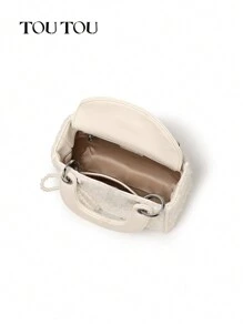 TOUTOU 可爱的蝴蝶结和心形细节设计师灵感手提包，简约复古提花编织手提包，多功能单肩包和斜挎包，适合通勤和约会，是送给爱人和情人节的完美礼物