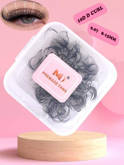 240pcs Eyelash Extension Tray, 10D D 0.07mm 8-15mm Length Mink Lashes, Handmade Lashes, Pre-Made Goat Hair Super Thick Lashes, Matte Black, Promade Bulk Lashes, Promade Eyelash Extension, Promade Lashes | Handmade Thick Lashes | Multiple Lengths Available, From 8mm To 15mm