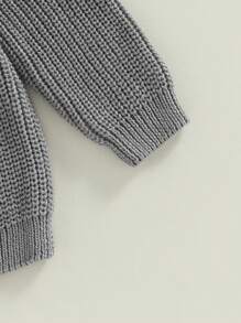 Suéteres de cuello redondo para bebés pequeños, jerseys de punto sueltos de color sólido de manga larga - Gris - Ver 6