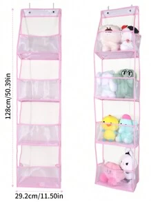 1 pieza 4/6 Niveles Organizador colgante sobre la puerta,organizador de pared colgante para cosméticos, portaobjetos de gran capacidad con bolsillos de malla, bolsa de almacenamiento colgante, para cocina, guardería, baño, armario, dormitorio, pañales de bebé, juguetes de niños. (4/6 capas de malla rosa)