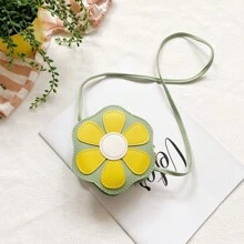 1pc Young Girl PU Leather Zipper Closure Cute Floral Mini Crossbody Bag, Suitable For Daily Use - Flowers - View 14