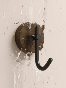 1pc Walnut Wood Door Mounted Hook With Adhesive, Single Wall Hook For Hanging Clothes Without Drilling, Adhesive Hooks, Towel Hanger Rack, Bedroom Wall Decor, Hangers, Hooks, Hanger, Back To School, Shelves, Organization And Storage, Key Holder, Key Holder Wall, Key Hanger, Sticker Hook, Door Hanger, Room Decor Bedroom, Kitchen Accessories