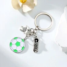 1 buc pandantiv breloc metalic cu fotbal, potrivit pentru geantă de zi cu zi, sport, ținută de călătorie asortată, accesorii pentru rucsac, cadou pentru iubitorii de sporturi de fotbal, accesorii auto, pandantiv pentru geantă