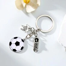 1 buc pandantiv breloc metalic cu fotbal, potrivit pentru geantă de zi cu zi, sport, ținută de călătorie asortată, accesorii pentru rucsac, cadou pentru iubitorii de sporturi de fotbal, accesorii auto, pandantiv pentru geantă