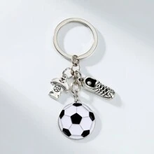 1 buc pandantiv breloc metalic cu fotbal, potrivit pentru geantă de zi cu zi, sport, ținută de călătorie asortată, accesorii pentru rucsac, cadou pentru iubitorii de sporturi de fotbal, accesorii auto, pandantiv pentru geantă