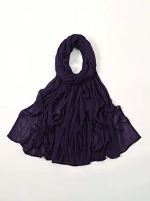 2pcs/1pc Wide-Brim Chiffon Scarf For Women, Fashionable Breathable Long Scarf, Muslim Hijab Headscarf, Suitable For Daily Comfortable And Versatile Wear