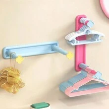 1pc Expandable Wall Mounted Storage No-Drill Rack, Space Saving Balcony Organizer, Clothes Hanger Hanging Hook, Spring, Minimalist, Summer Tops