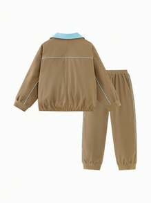 mini bala Tween Girl' Dragon Year Tracksuit, Loose-Fit Fashionable Spring Outfit - Khaki - View 2
