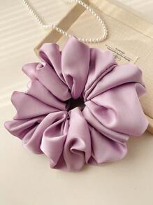 1pc Extra Large Fluffy And Soft Faux Silk Hair Scrunchie, Elastic, Luxurious Casual Fashion Accessory, Versatile For Women Carnival Mardi Gras Scrunchies Hair Ties Scrunchy Hair Ties Ponytail Elastic Band Beauty Home Hair Accessories Hair Rubber Bands - Purple - View 5