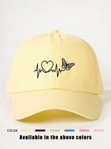 1 件心形和蝴蝶印花棒球帽，可调节户外防晒休闲帽，适合春季、秋季、旅行、海滩度假、Y2K 风格、年轻人 - 棒球帽 - 查看 2